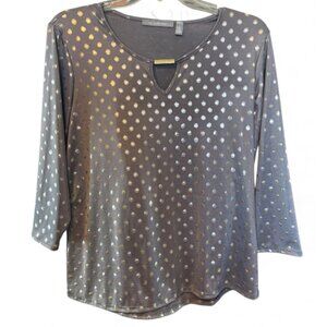 NY Collection Gray Holiday Party Office Sparkle Top 3/4 Sleeve Size Large